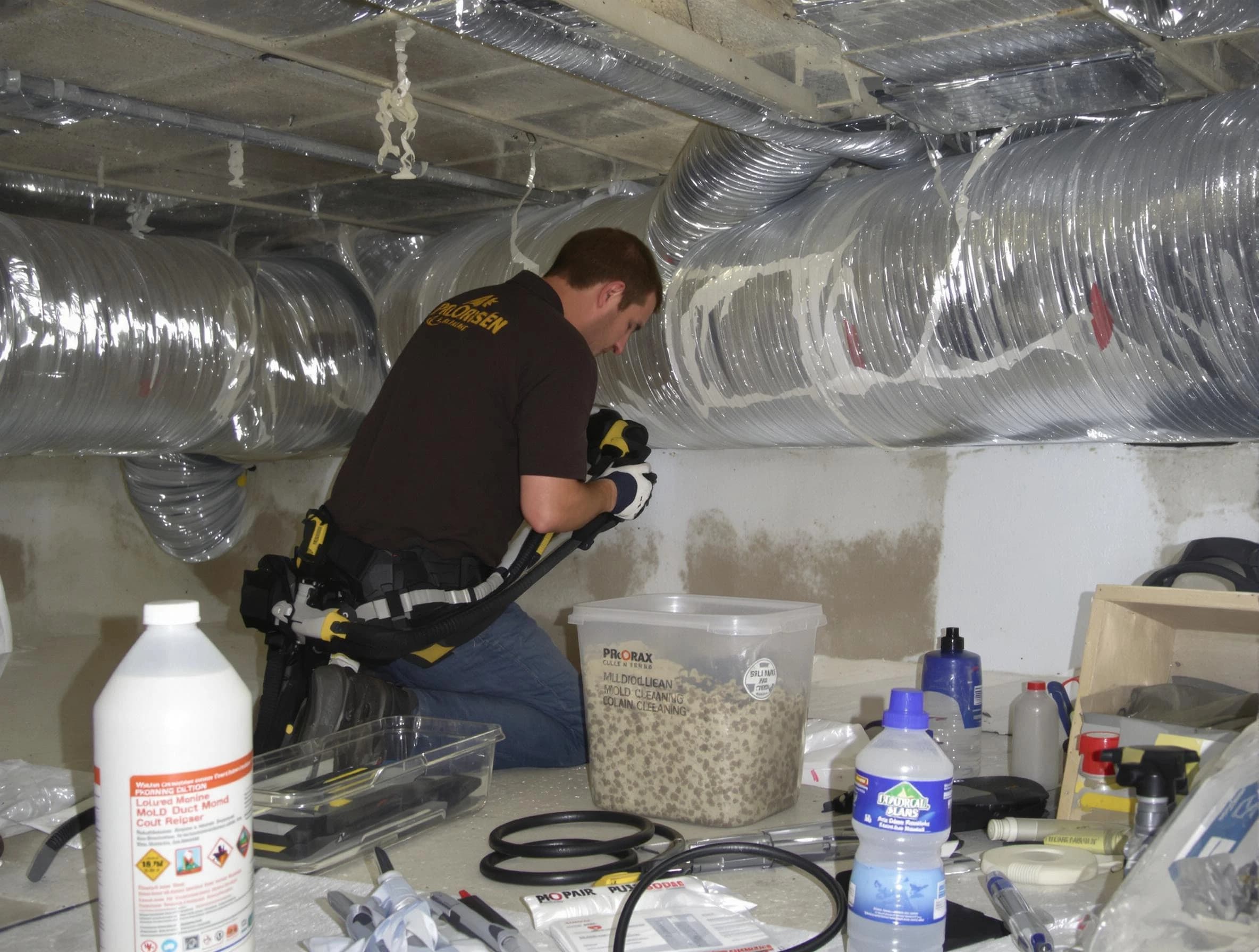 Gunbarrel Air Duct Cleaning specialist performing professional mold removal from air ducts in Gunbarrel