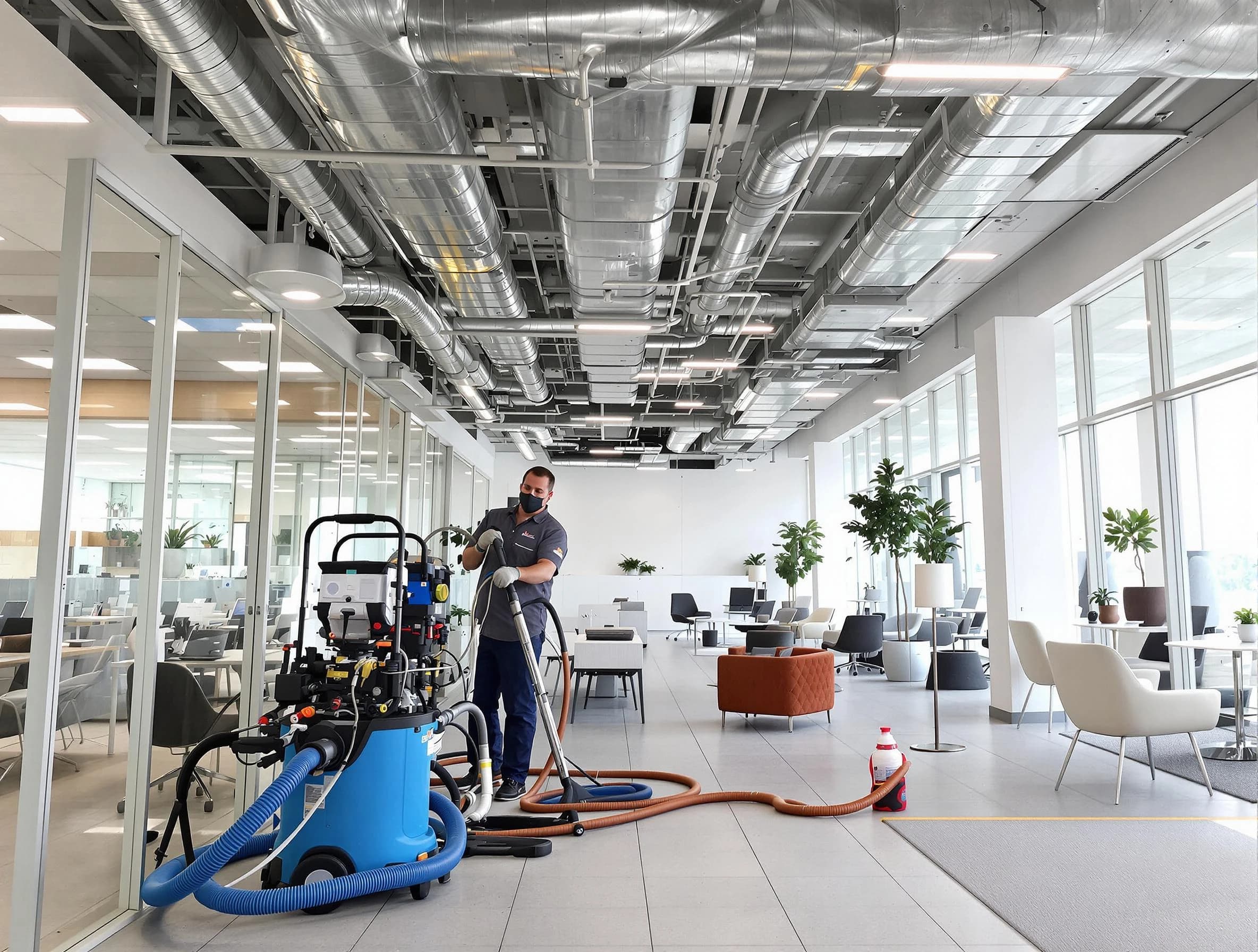 Gunbarrel Air Duct Cleaning team conducting comprehensive commercial duct cleaning at a business location in Gunbarrel