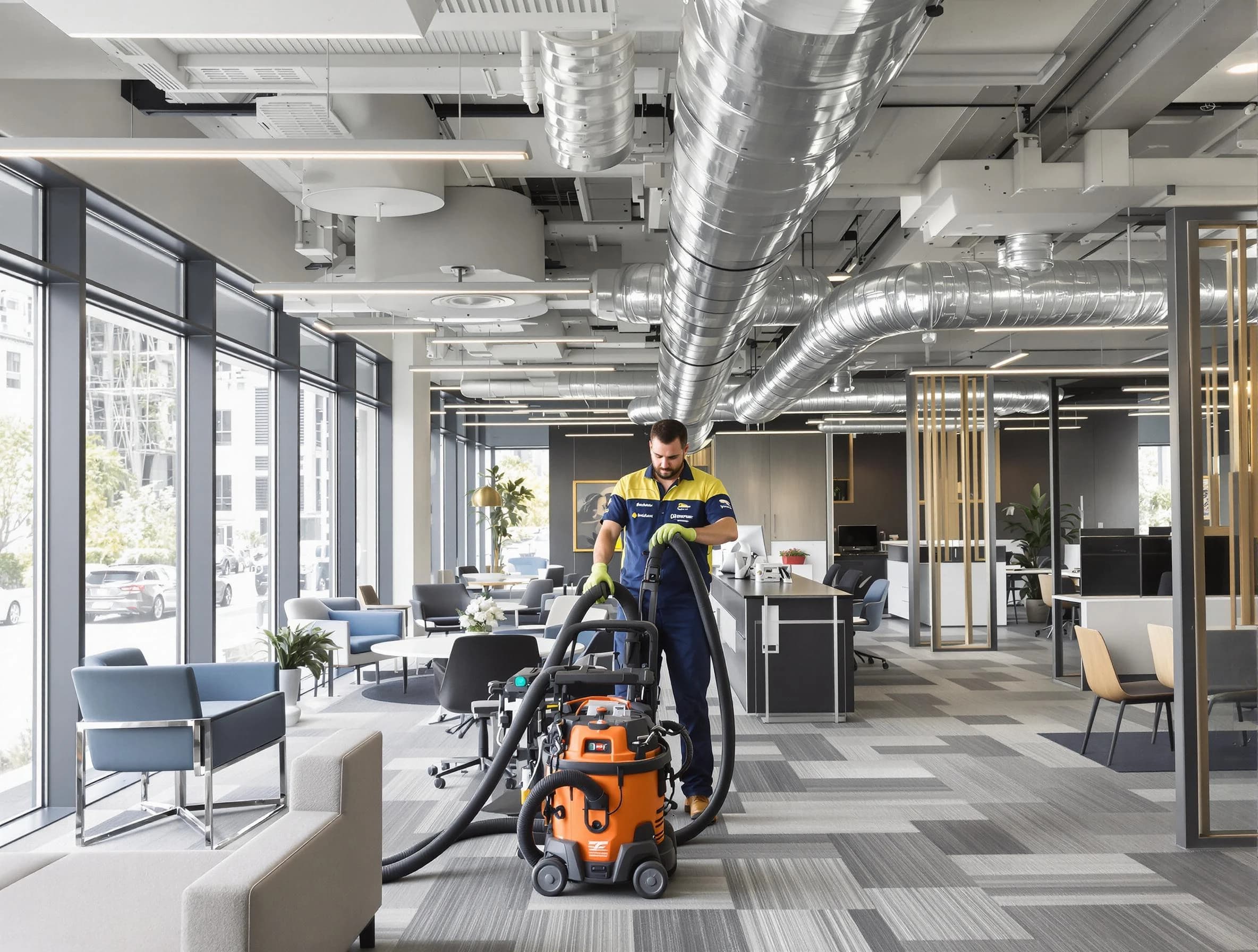 Gunbarrel Air Duct Cleaning team performing thorough commercial duct cleaning at a Gunbarrel business center