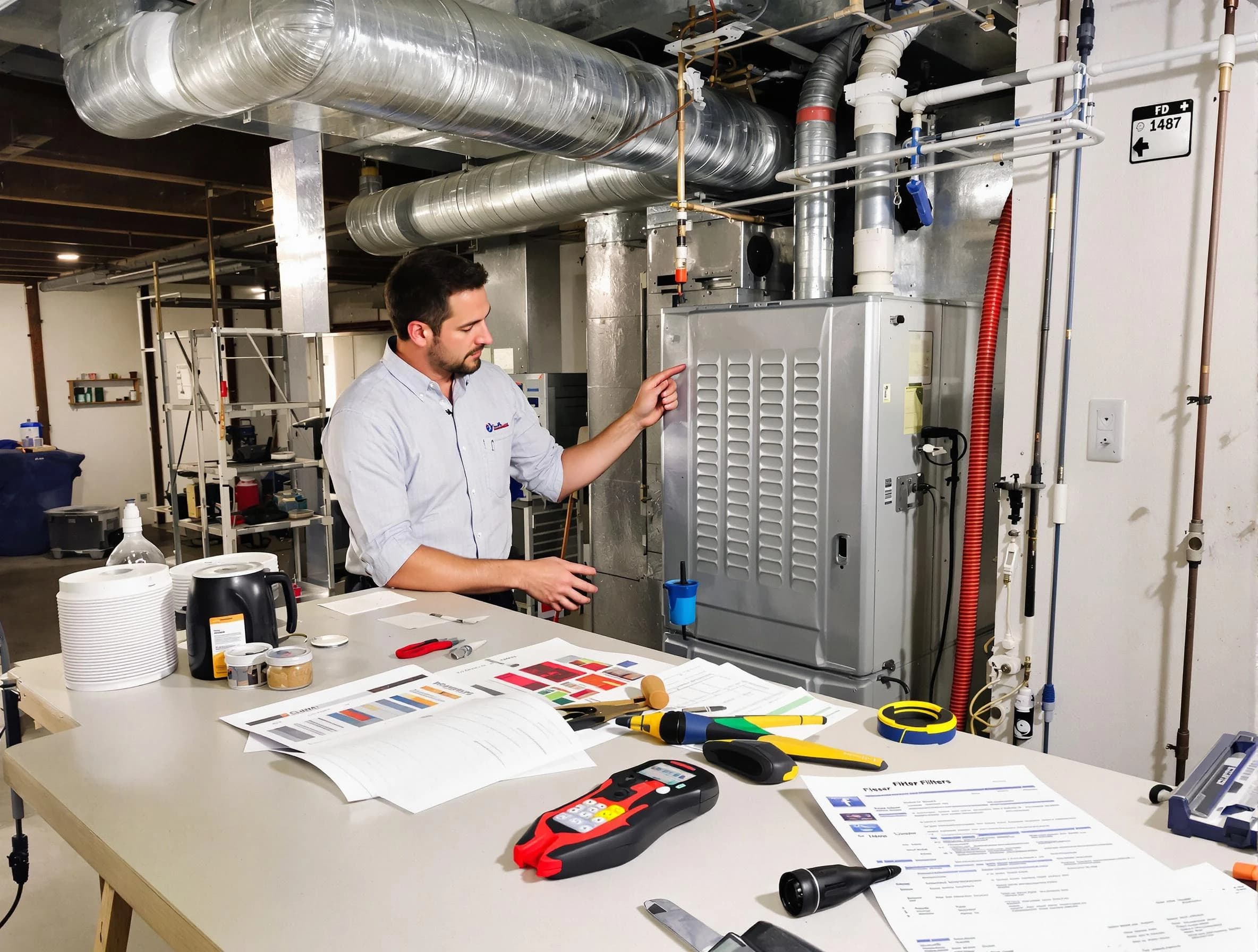 Gunbarrel Air Duct Cleaning inspector conducting detailed filter system evaluation using professional diagnostic tools in Gunbarrel